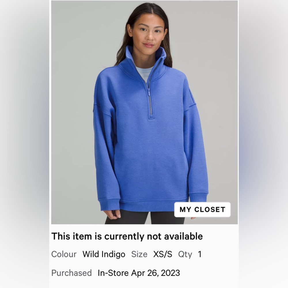 XS/S Oversized half zip lulu sweater